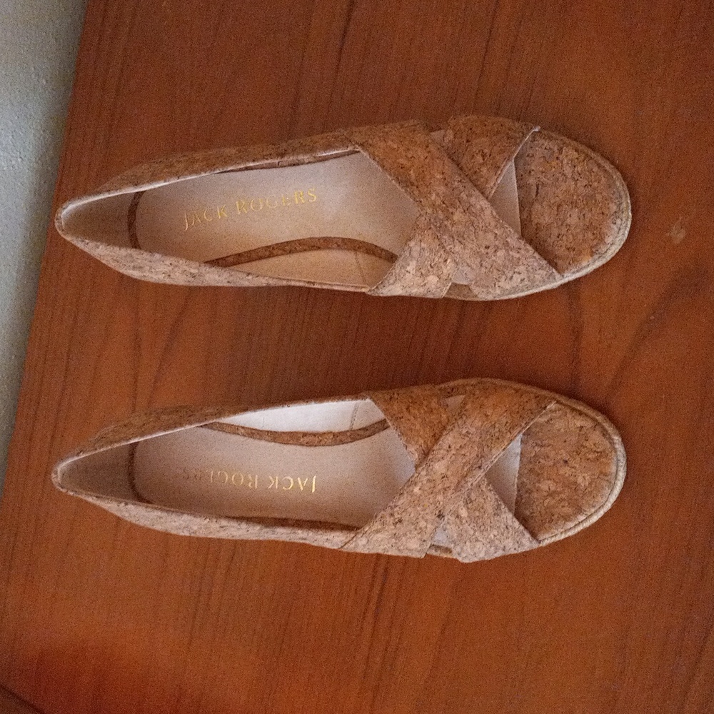 Jack Rogers NWT Palmer Criss-Cross Wedge Espadrille Shoes Cork SZ 8